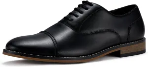 HEEZ Men's Oxford Shoes, Oxford Dress Shoes, Classic Wingtip Lace Up Dress Shoes with Cup Toe, Formal Leather Shoes, Removable Rebounded Insole, Anti-Slip TPR Outsole