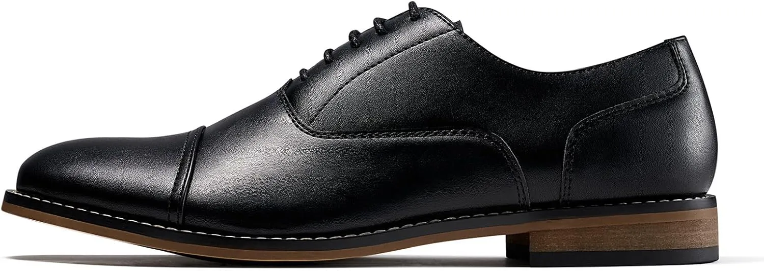 HEEZ Men's Oxford Shoes, Oxford Dress Shoes, Classic Wingtip Lace Up Dress Shoes with Cup Toe, Formal Leather Shoes, Removable Rebounded Insole, Anti-Slip TPR Outsole