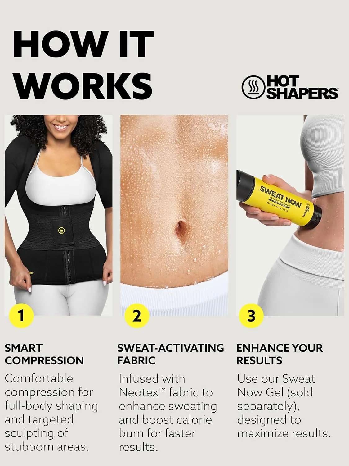 HOT SHAPERS Women’s Sleeved Body Sculpting Kit - Waist Cincher with Sleeves & Waist Trainer for Full-Body Contouring