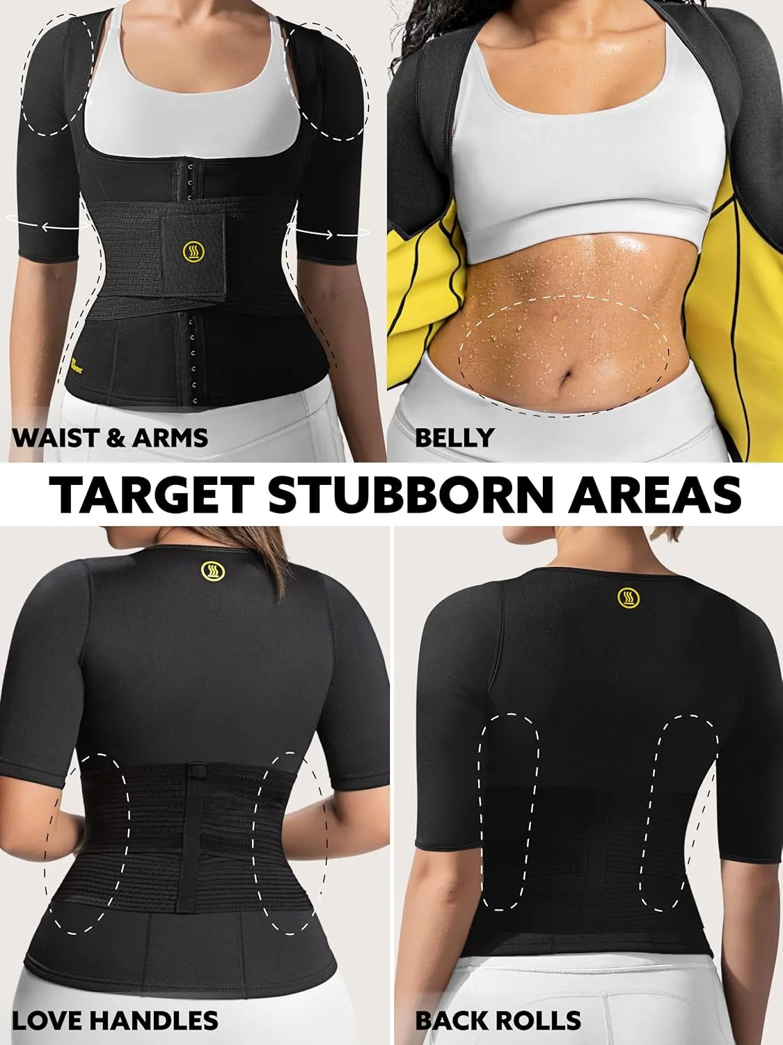 HOT SHAPERS Women’s Sleeved Body Sculpting Kit - Waist Cincher with Sleeves & Waist Trainer for Full-Body Contouring