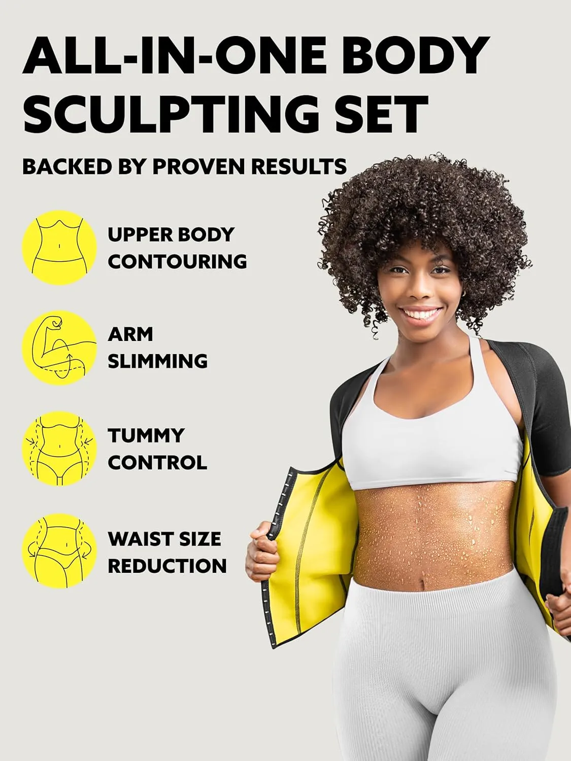 HOT SHAPERS Women’s Sleeved Body Sculpting Kit - Waist Cincher with Sleeves & Waist Trainer for Full-Body Contouring
