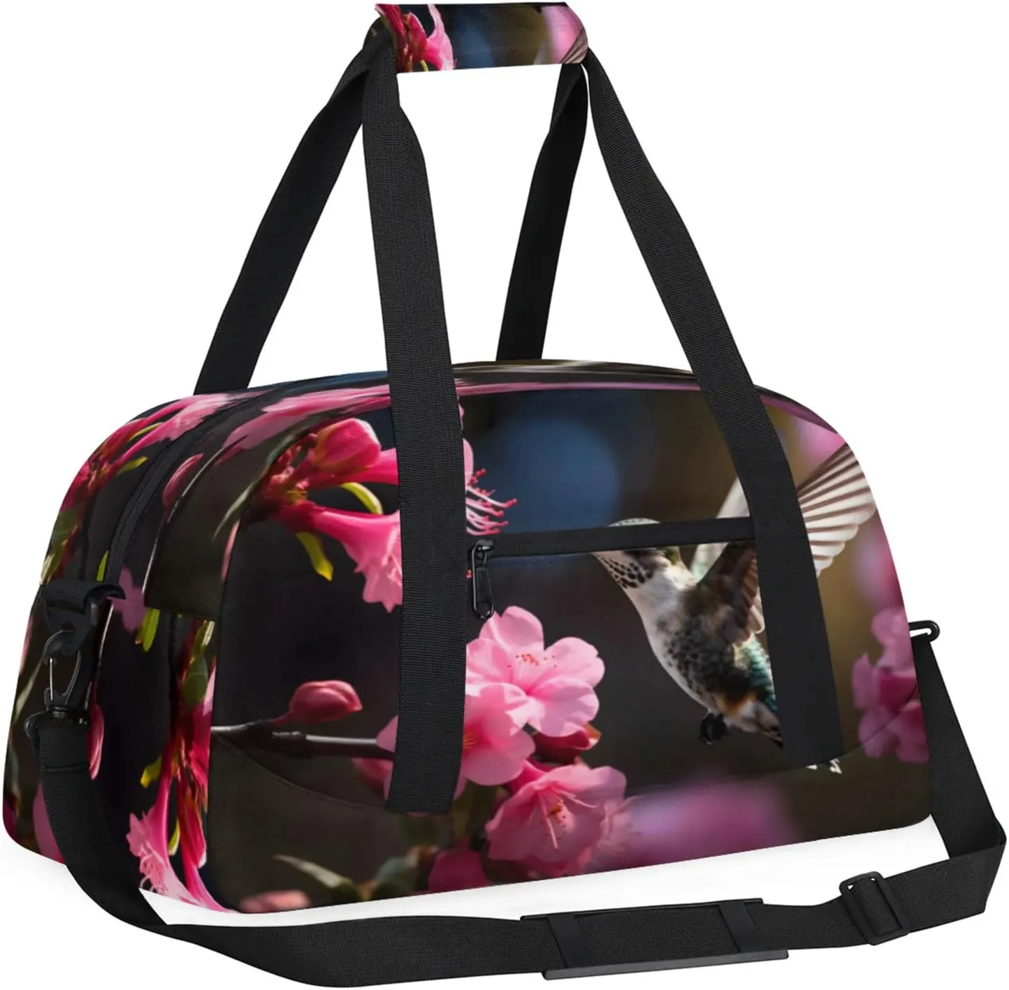 Hummingbirds And Flowers Small Gym Bag 18 inch Carry On Duffel Bag for Weekender Travel Sports Workout Yoga Gymnastics Dance Ballet