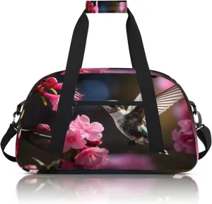 Hummingbirds And Flowers Small Gym Bag 18 inch Carry On Duffel Bag for Weekender Travel Sports Workout Yoga Gymnastics Dance Ballet