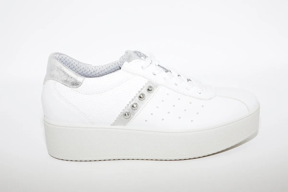 IMAC - LACED PLATFORM TRAINER - WHITE LEATHER