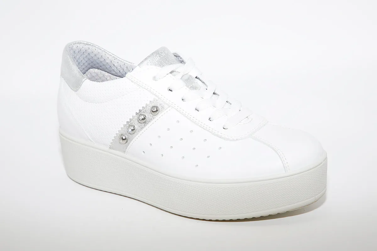IMAC - LACED PLATFORM TRAINER - WHITE LEATHER