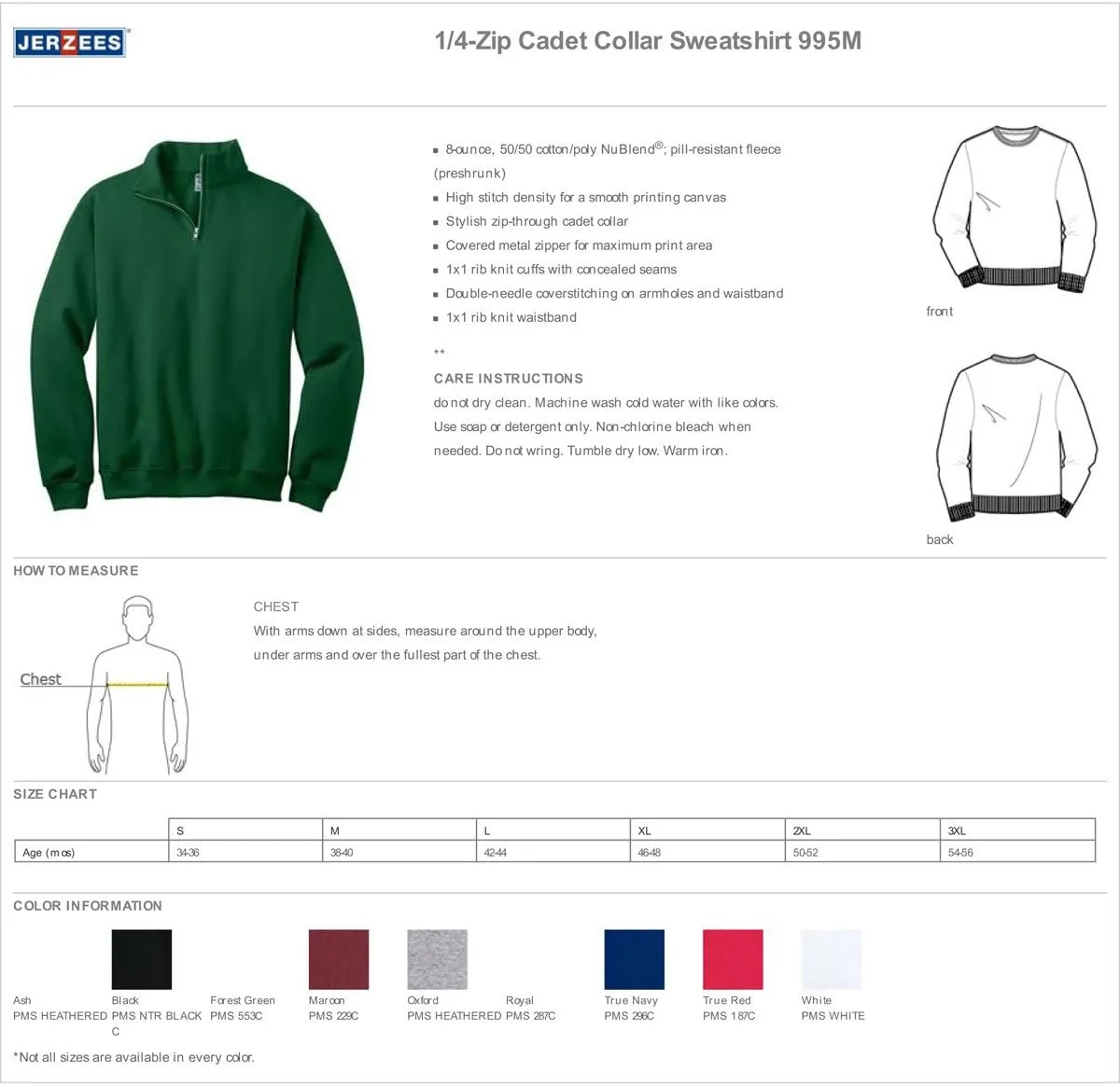 Jerzees Men's NuBlend 1/4 Zip Cadet Collar Sweatshirt