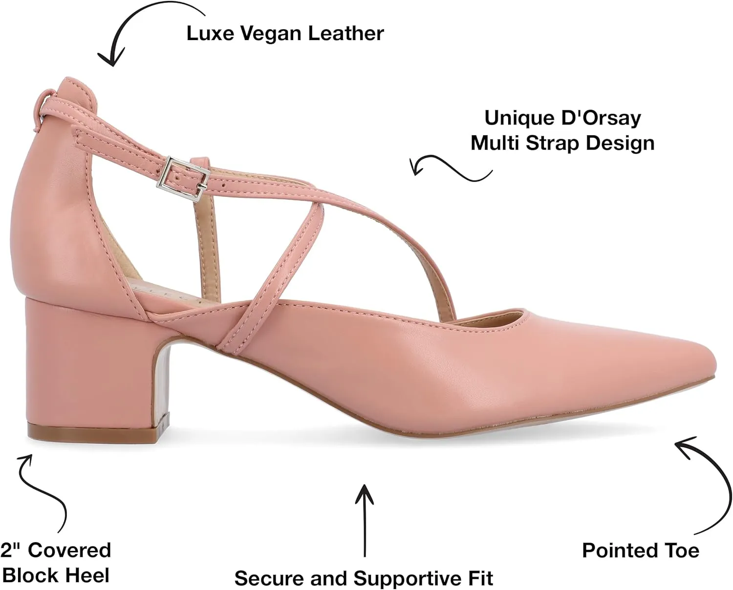 Journee Collection Womens Galvinn Block Hell Dress Pumps Slip on Cushioned Pointed Toe Fashion Shoe