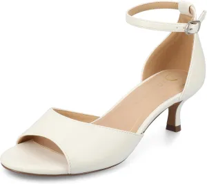 Journee Womens cushioned footbeds Jezzie kitten heel faux leather ankle strap and buckle open toe 2-inch heel