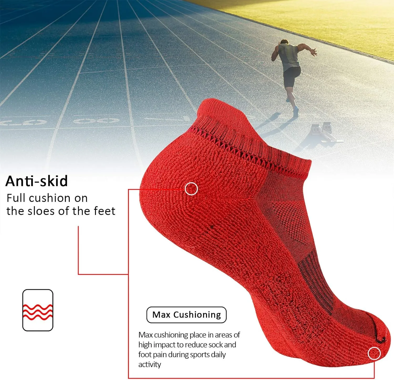 JOYNÉE Mens Ankle Athletic Low Cut Socks Running Sports Cushioned Sock for Men 6 Pack