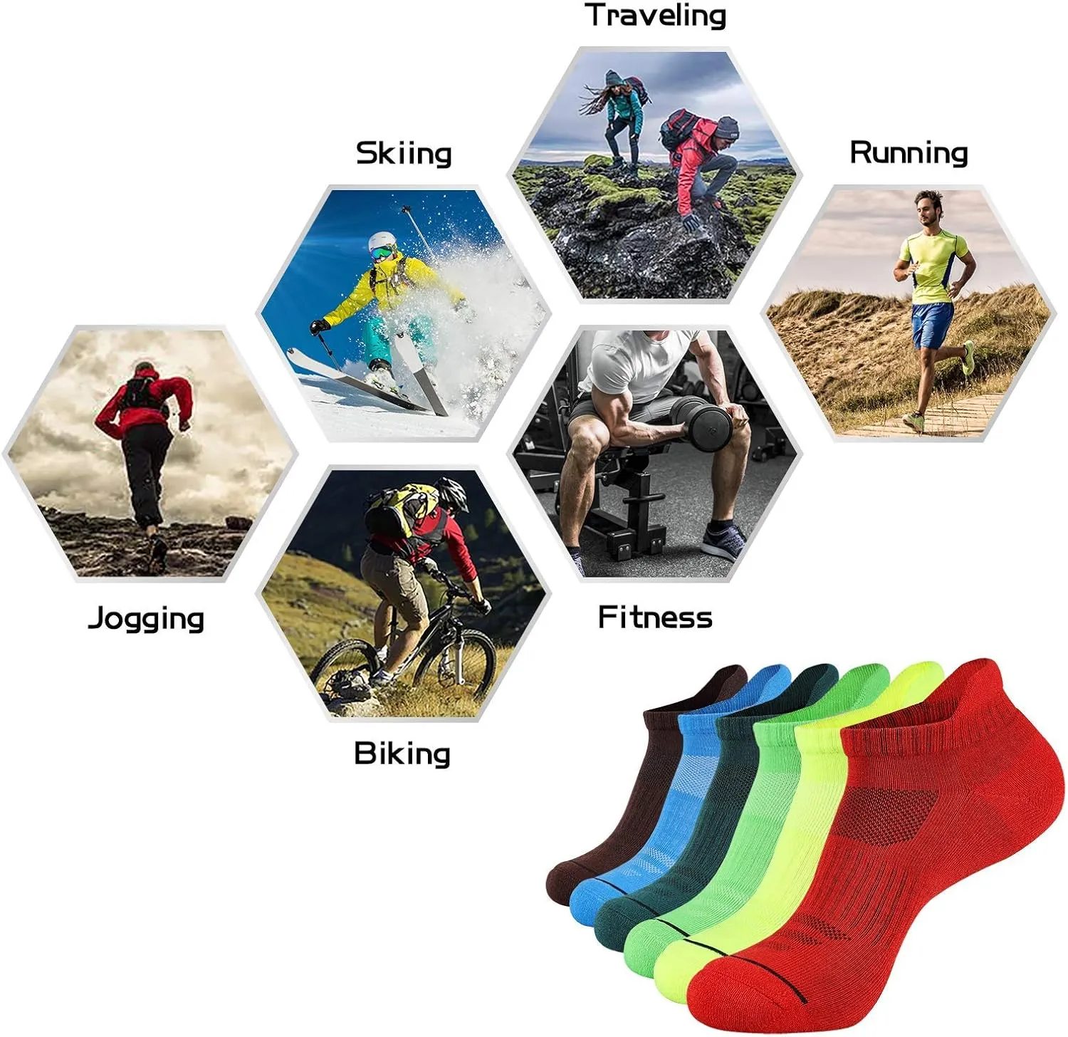 JOYNÉE Mens Ankle Athletic Low Cut Socks Running Sports Cushioned Sock for Men 6 Pack