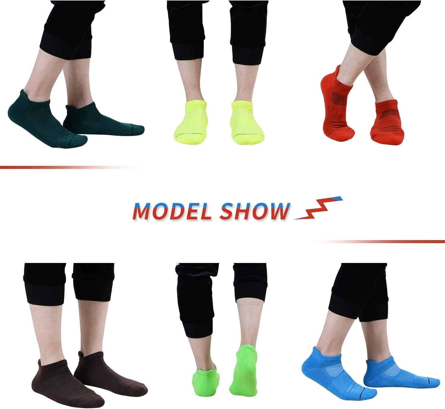 JOYNÉE Mens Ankle Athletic Low Cut Socks Running Sports Cushioned Sock for Men 6 Pack