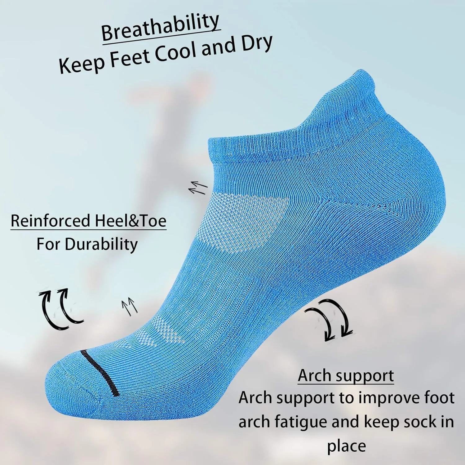 JOYNÉE Mens Ankle Athletic Low Cut Socks Running Sports Cushioned Sock for Men 6 Pack