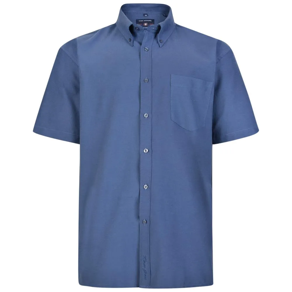 KAM Men's Plus Size Cotton Rich Short Sleeve Oxford Shirt Size 2XL-8XL 5 Colours