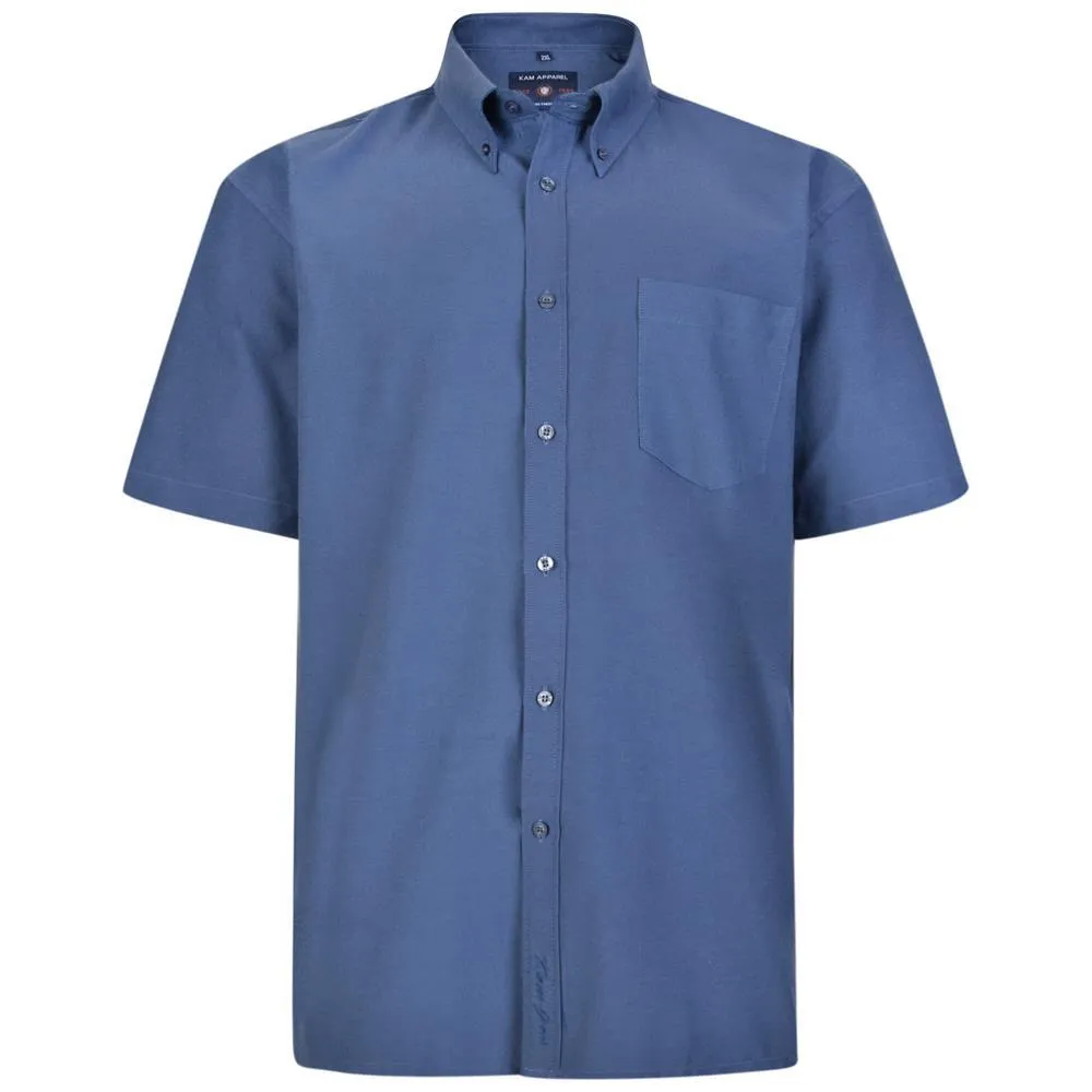 KAM Men's Plus Size Cotton Rich Short Sleeve Oxford Shirt Size 2XL-8XL 5 Colours