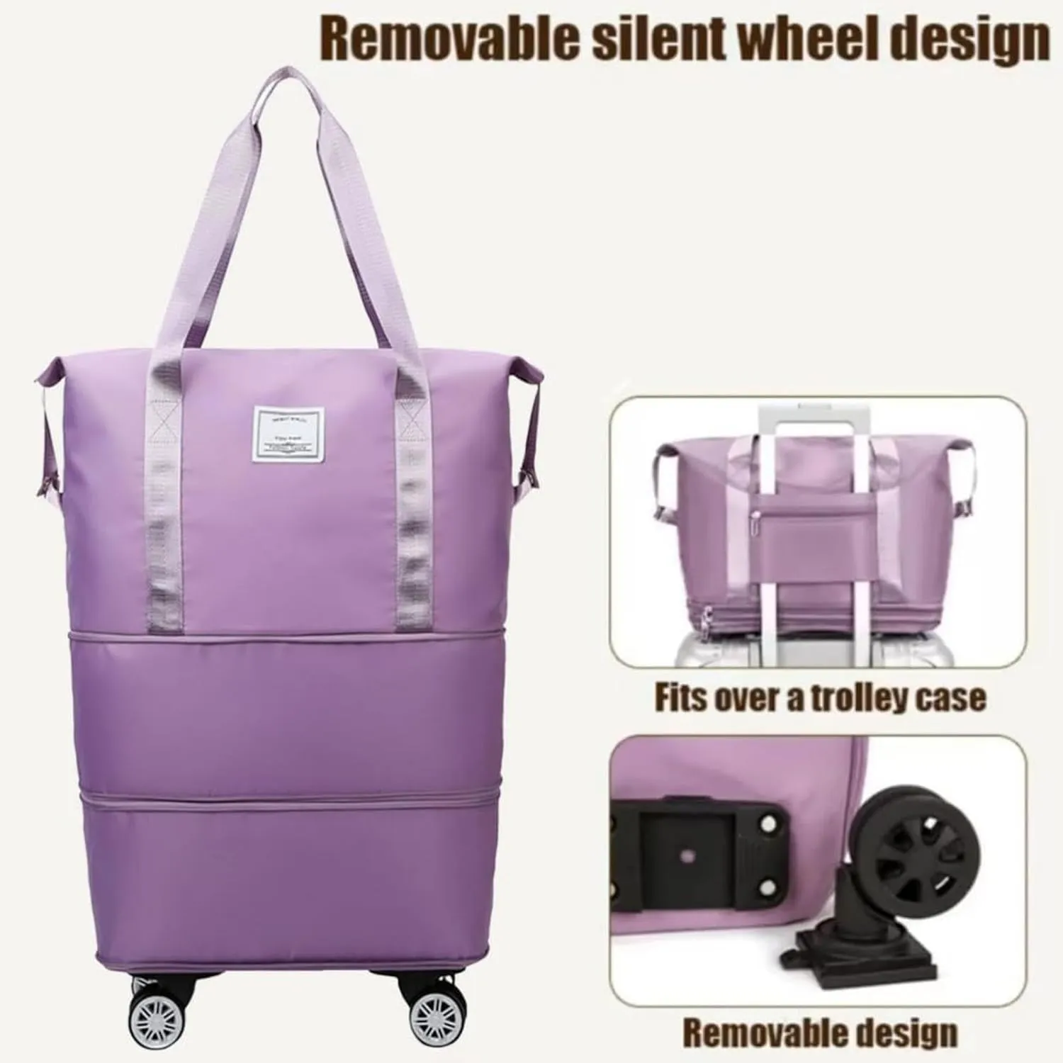 Kulken Travel Bag with Wheels, Large Capacity Three-Layer Expandable Foldable Travel Package - Universal Wheel Removable, Kulken Luggage with Dry and Wet Separation Layer (L-Blue)