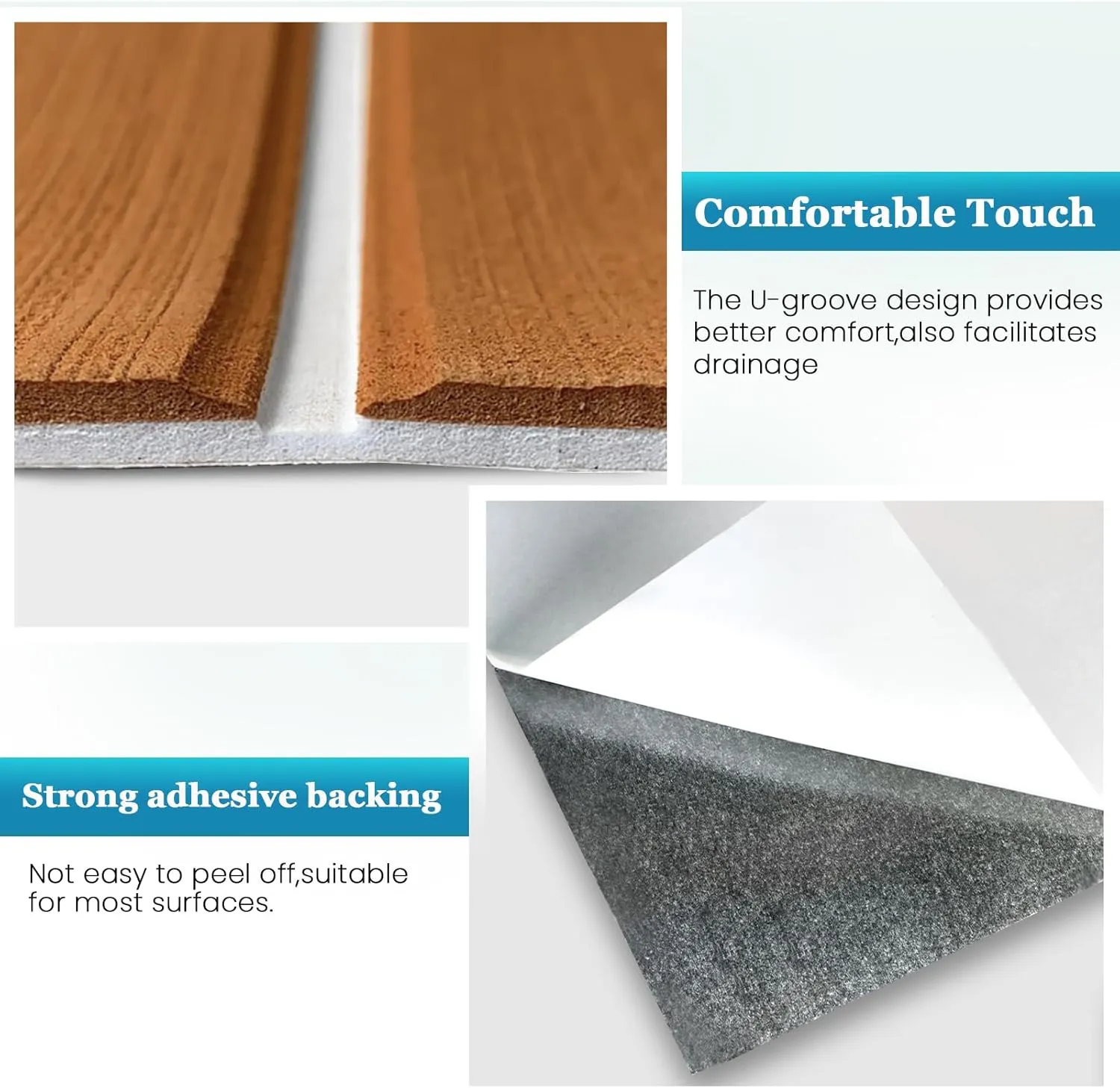 KXKZREN Large Size Faux Teak Boat Flooring 7.87'x7.87' / 5.9'x7.87' EVA Foam Marine Boat Decking Floor Self-Adhesive Flooring Sheet for Boats Yacht Pontoon Motorboat Swim Platform