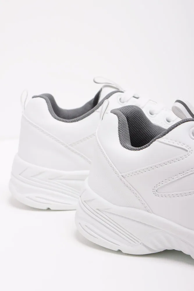Lace Up Leather Trainer White
