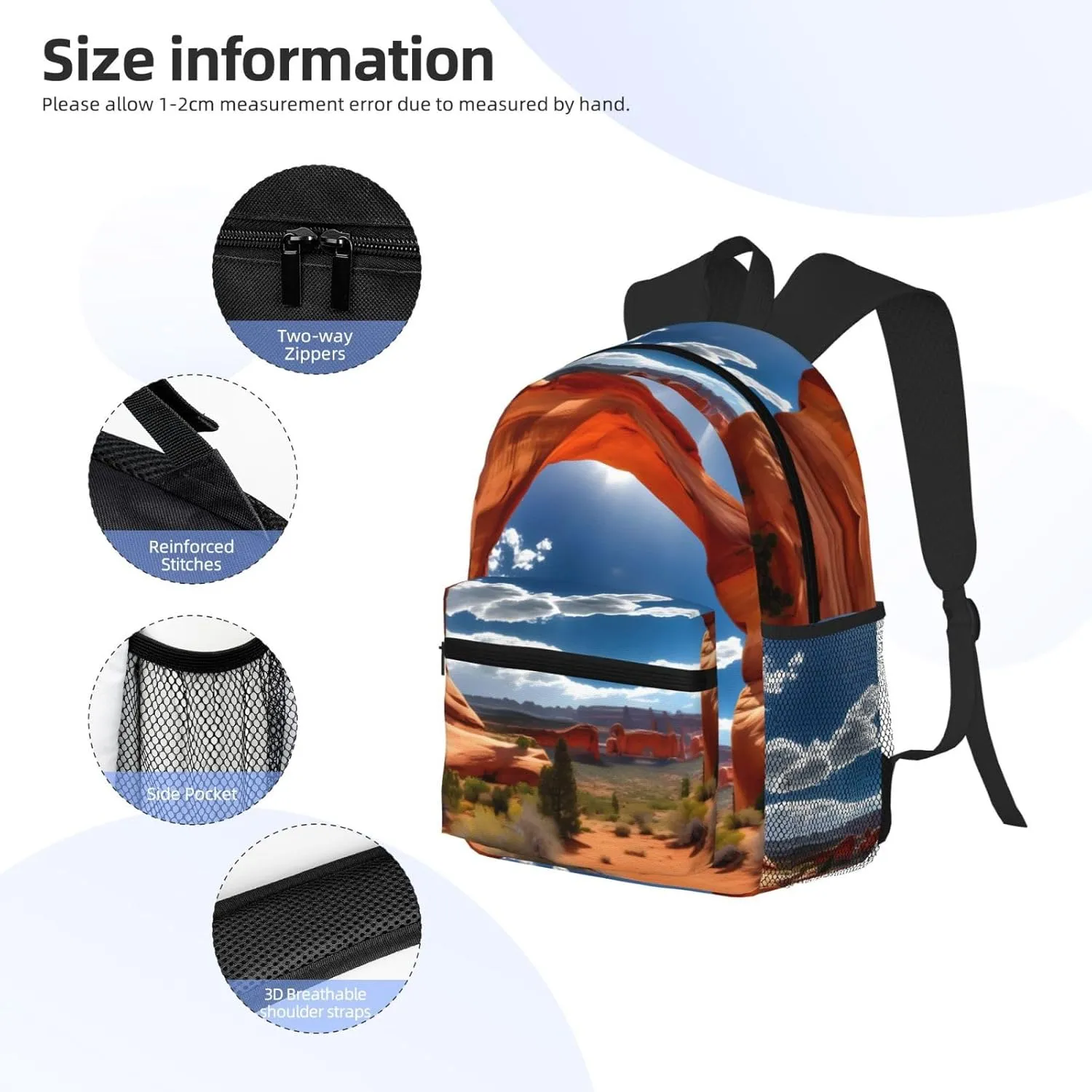 Lightweight Laptop Backpack,Casual Daypack Travel Backpack Bookbag Work Bag for Men and Women-Arches National Park-standard