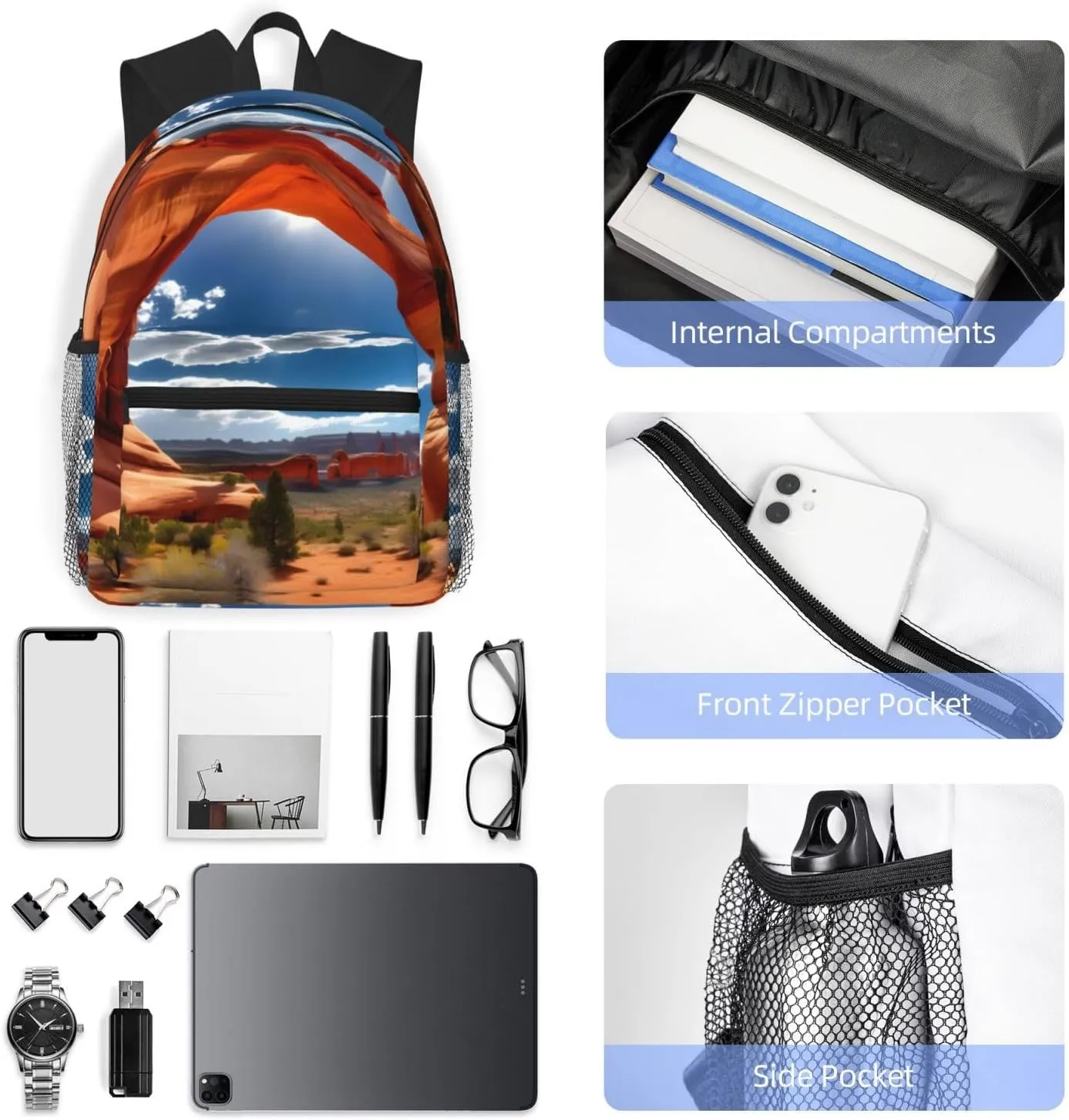 Lightweight Laptop Backpack,Casual Daypack Travel Backpack Bookbag Work Bag for Men and Women-Arches National Park-standard