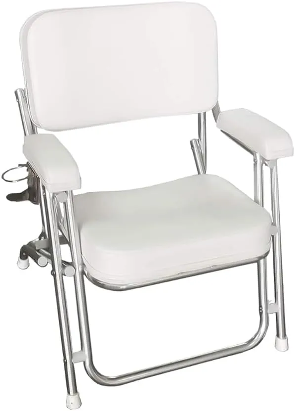 MARINE CITY Aluminum Portable Folding Boat Deck Chair, Cushioned & Comfortable with Foam Padding, Ideal for Marine, Boats, Yachts, and Ships