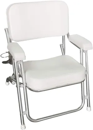 MARINE CITY Aluminum Portable Folding Boat Deck Chair, Cushioned & Comfortable with Foam Padding, Ideal for Marine, Boats, Yachts, and Ships