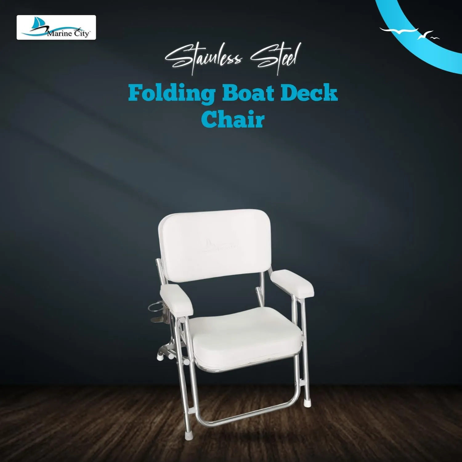 MARINE CITY Aluminum Portable Folding Boat Deck Chair, Cushioned & Comfortable with Foam Padding, Ideal for Marine, Boats, Yachts, and Ships