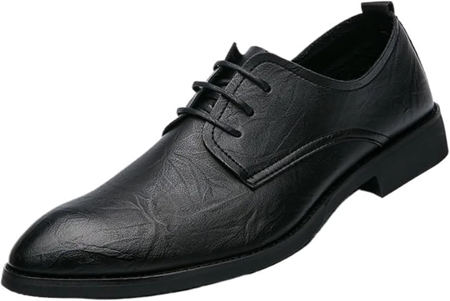 Men Leather Oxford Dress Shoes Round Toe Block Heel Rubber Sole Non Slip Party Comfortable Business Formal Tuxedo Shoes
