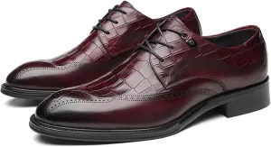 Men Leather Oxford Dress Shoes Round Toe Block Heel Rubber Sole Non Slip Party Comfortable Lace Up Business Elegant Wedding Formal