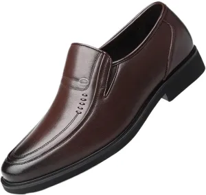 Men Leather Oxford Dress Shoes Round Toe Block Heel Rubber Sole Non Slip Party Comfortable Wedding Business Office Formal
