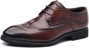 Men Oxfords Shoes Men's Fashion Classic Pointed Toe Lace Up Low Top Leather Dress Shoes Brogue Tuxedo Formal Business Comfortable Oxford