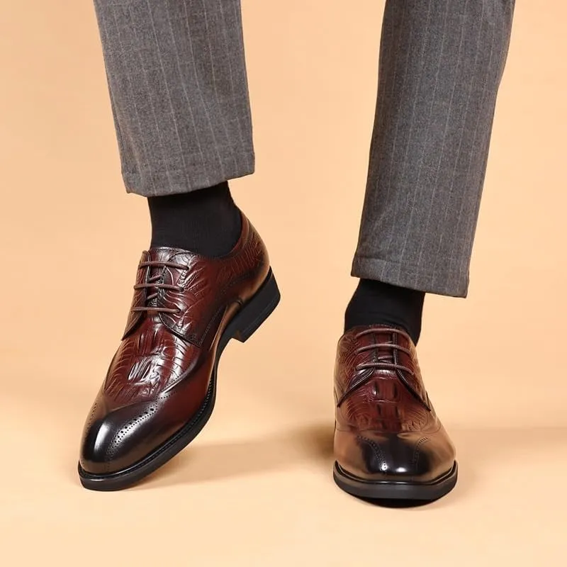 Men Oxfords Shoes Men's Fashion Classic Pointed Toe Lace Up Low Top Leather Dress Shoes Brogue Tuxedo Formal Business Comfortable Oxford