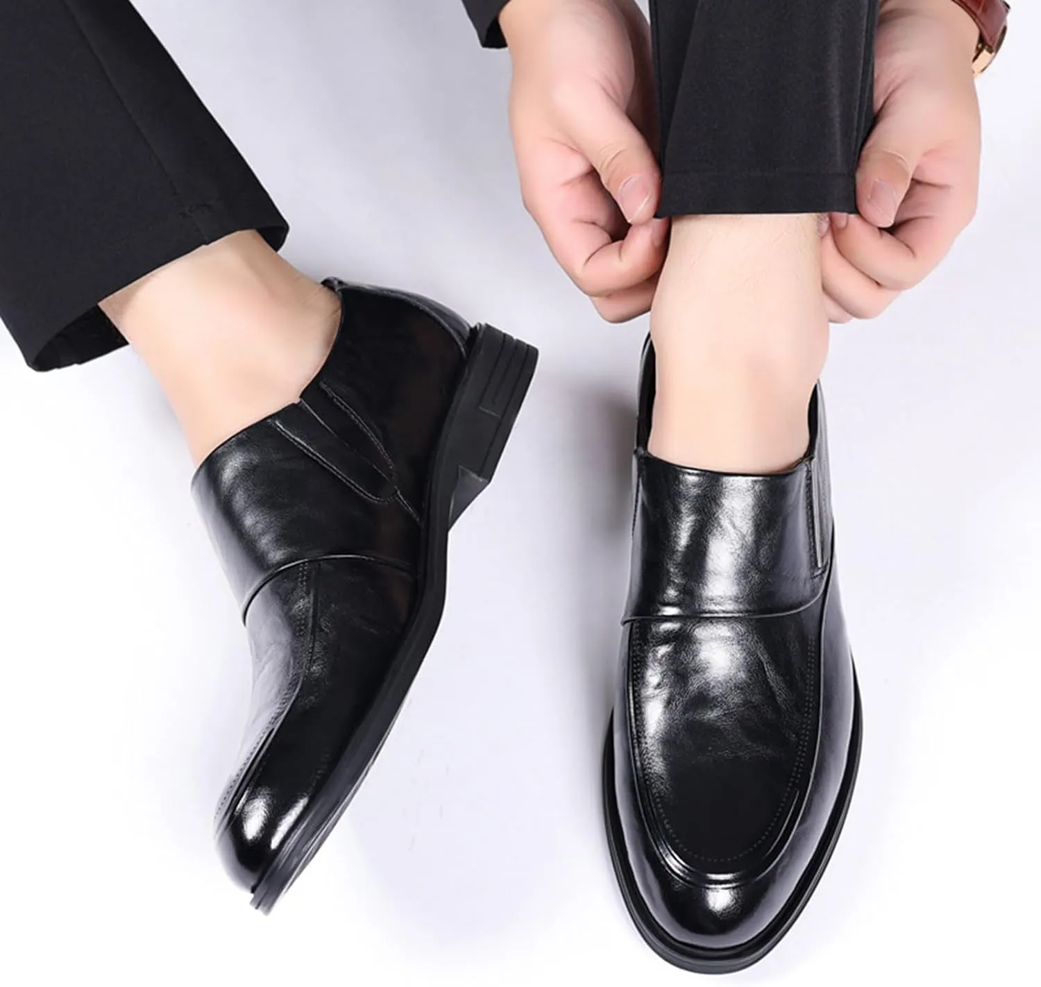 Mens Buckle Classic Formal Oxford Shoes, Patent Leather Tuxedo Wedding Business Dress Shoes Stylish Comfortable Elegant Slip On Pointed Toe Non Slip Party Leather