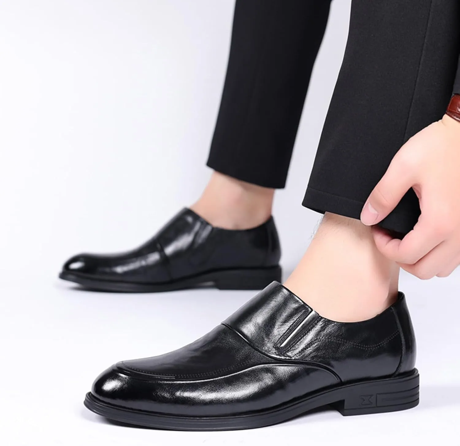 Mens Buckle Classic Formal Oxford Shoes, Patent Leather Tuxedo Wedding Business Dress Shoes Stylish Comfortable Elegant Slip On Pointed Toe Non Slip Party Leather