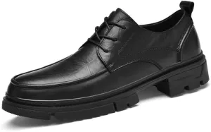 Men's Genuine Leather Platform Wingtip Brogue Oxfords Lace Up Comfort Wide Round Toe Non-Slip Dress Shoes for Men