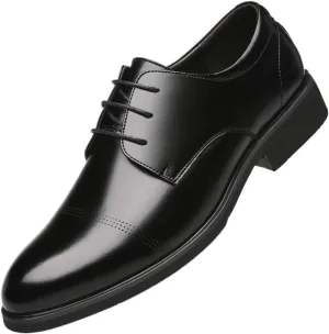 Mens Oxford Dress Shoes Business Lace Up Wingtip Brogue Cowhide Leather Rubber Sole Non Slip Block Heel Low Top Comfortable