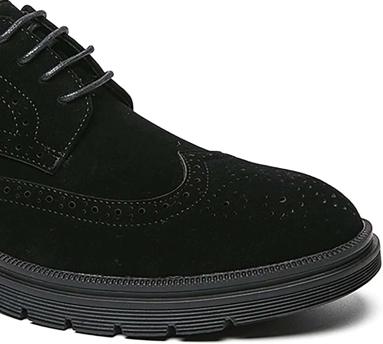 Men's Platform Wingtip Oxford Shoes,Fashion Modern Comfortable Platform Derby Formal Shoes,Classic Suede Brogue Business Dress Shoes