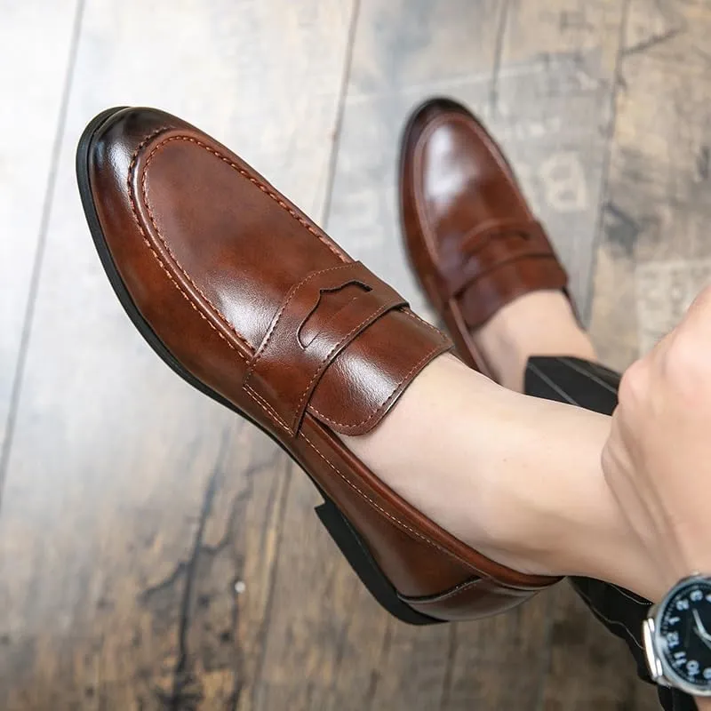 Men's Slip on Dress Shoes, Men's Luxury Penny Loafer Slip-On Shoes Party Dancing Leather Shoes Wedding Shoes Plus Size
