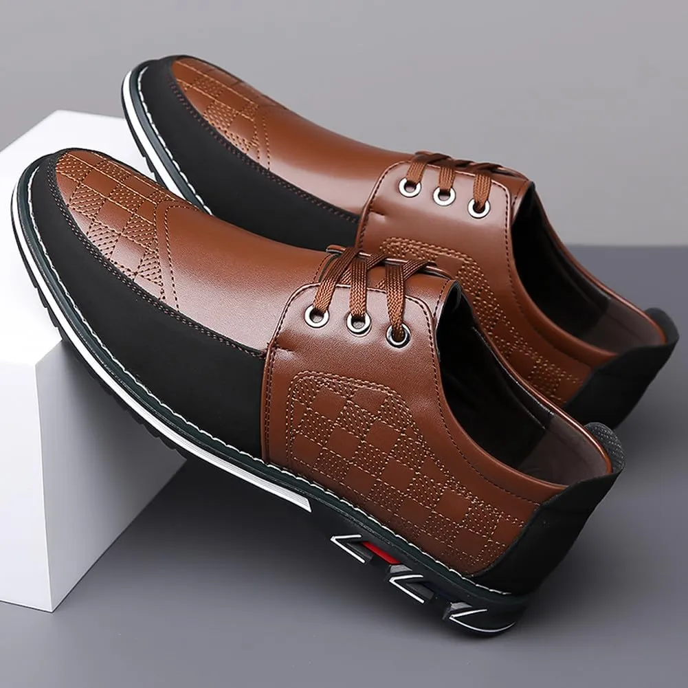 Men's Stylish Lace Up Oxford Shoes Comfortable Casual Walking Business Driving Dress Shoes