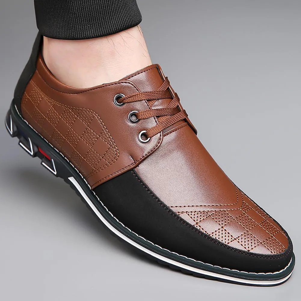 Men's Stylish Lace Up Oxford Shoes Comfortable Casual Walking Business Driving Dress Shoes