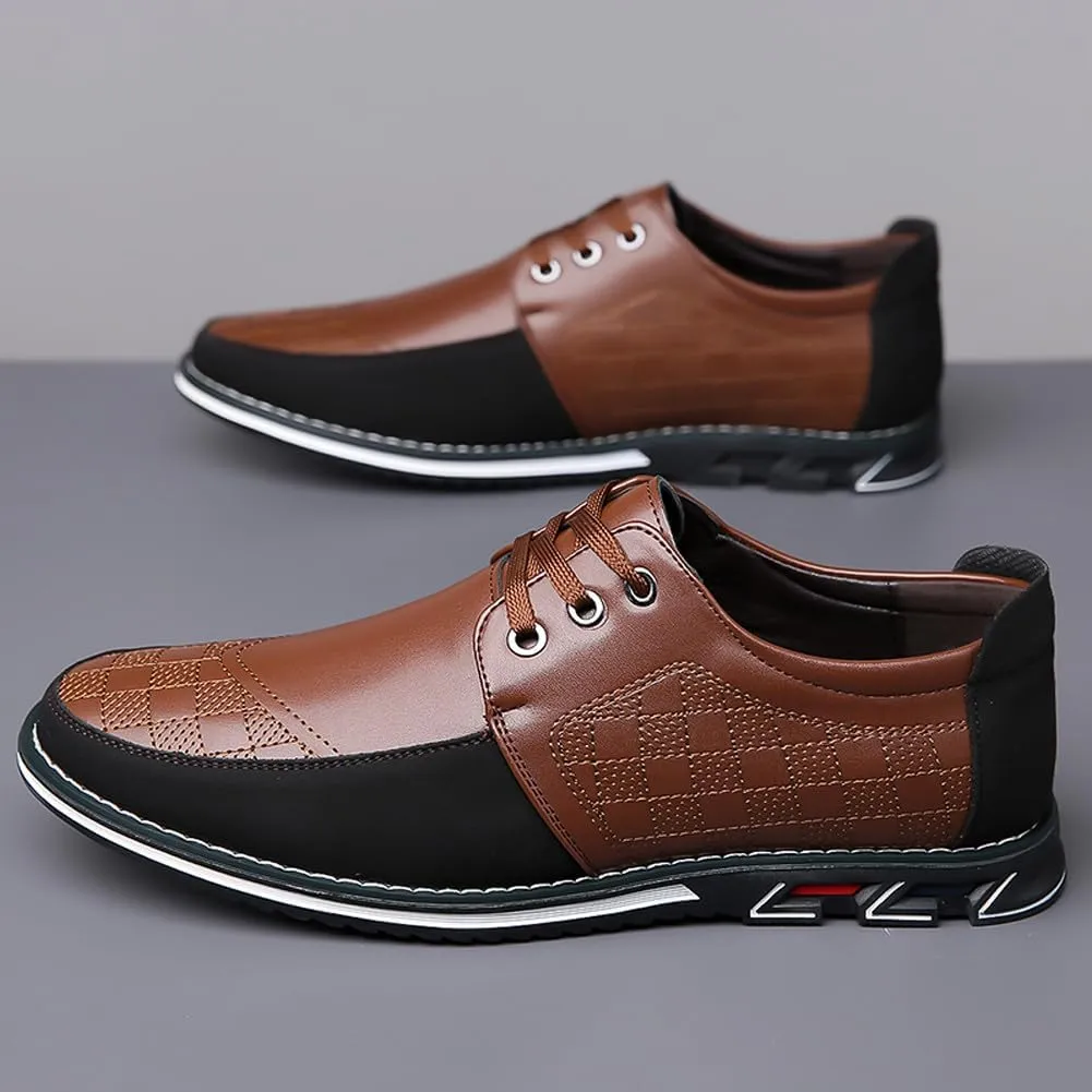 Men's Stylish Lace Up Oxford Shoes Comfortable Casual Walking Business Driving Dress Shoes