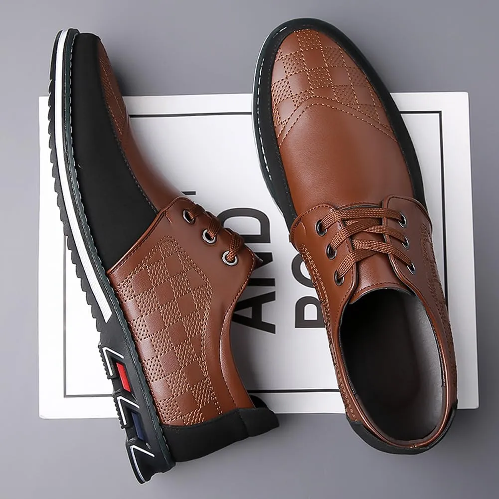 Men's Stylish Lace Up Oxford Shoes Comfortable Casual Walking Business Driving Dress Shoes