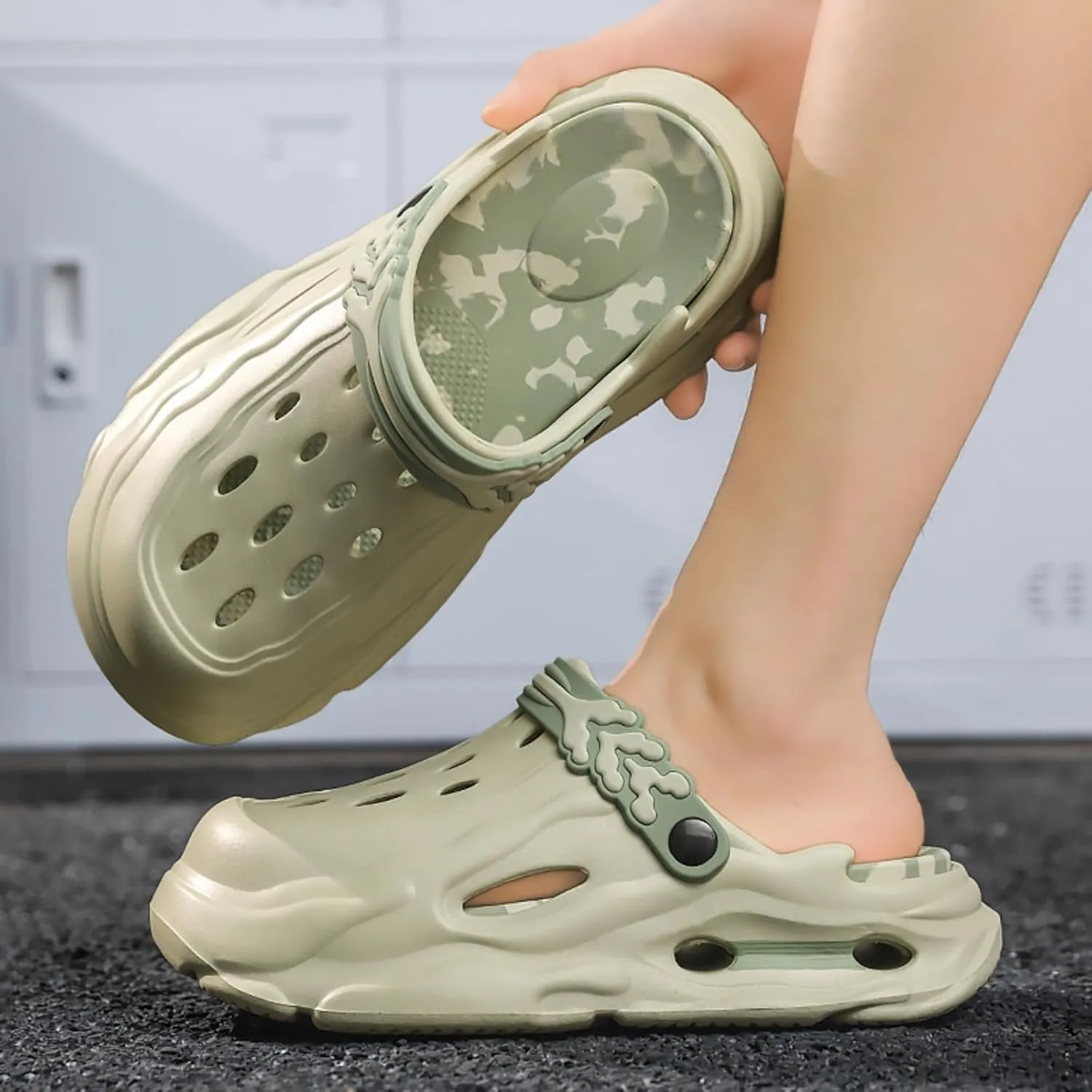 Men's Thick Soled Slippers -3.5cm EVA Cushioned Shoes Anti Slip Wave Shoes Sandals Gifts(Blue,7/8)