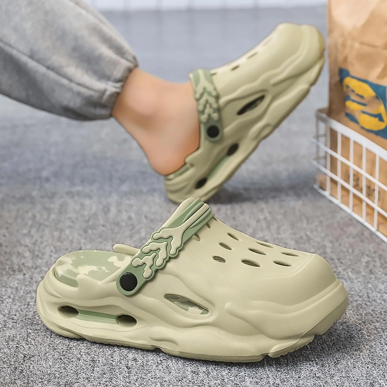 Men's Thick Soled Slippers -3.5cm EVA Cushioned Shoes Anti Slip Wave Shoes Sandals Gifts(Blue,7/8)