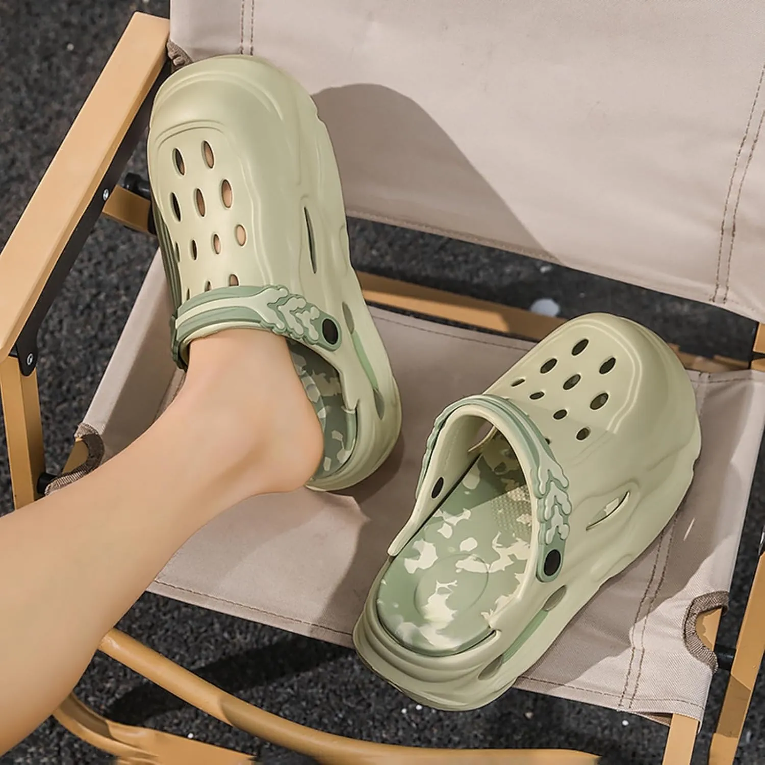 Men's Thick Soled Slippers -3.5cm EVA Cushioned Shoes Anti Slip Wave Shoes Sandals Gifts(Blue,7/8)