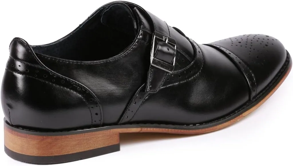 Metrocharm MC604 Men's Monk Strap Cap Toe Slip-on Dress Shoe