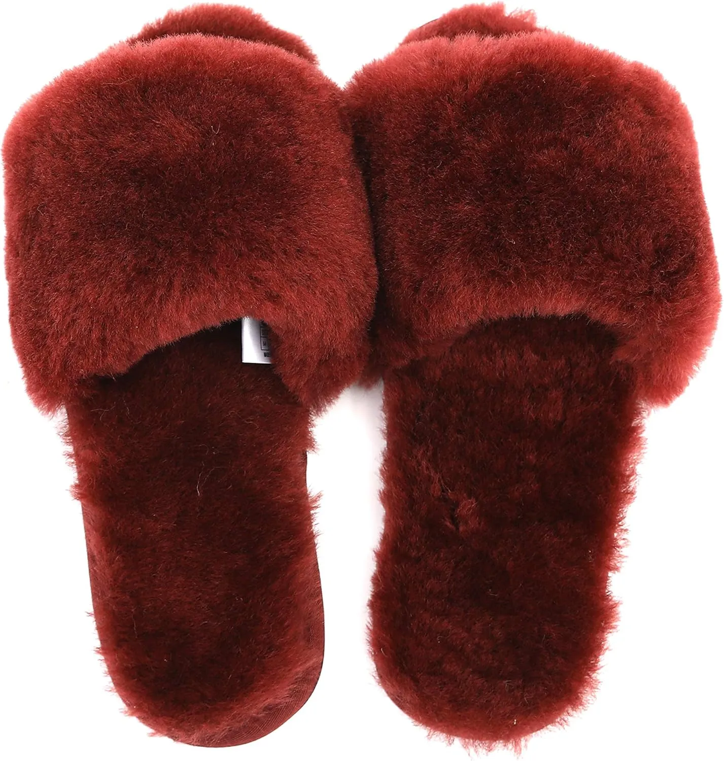 Millffy Women's Wool Fur Slippers Sheepskin Leather Slippers Shearling Fur Fluffy Fuzzy House Bedroom Shoes Slides