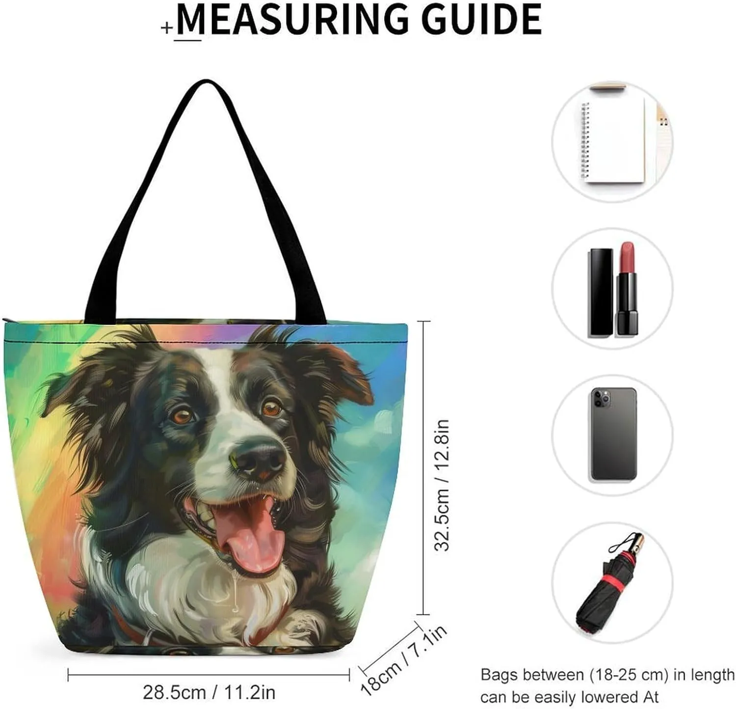 MoBlinko Border Collie Dog St Patrick's Day Women Tote Bags Yoga Reusable Grocery Bagsshoulder Bag Handbag with Zipper