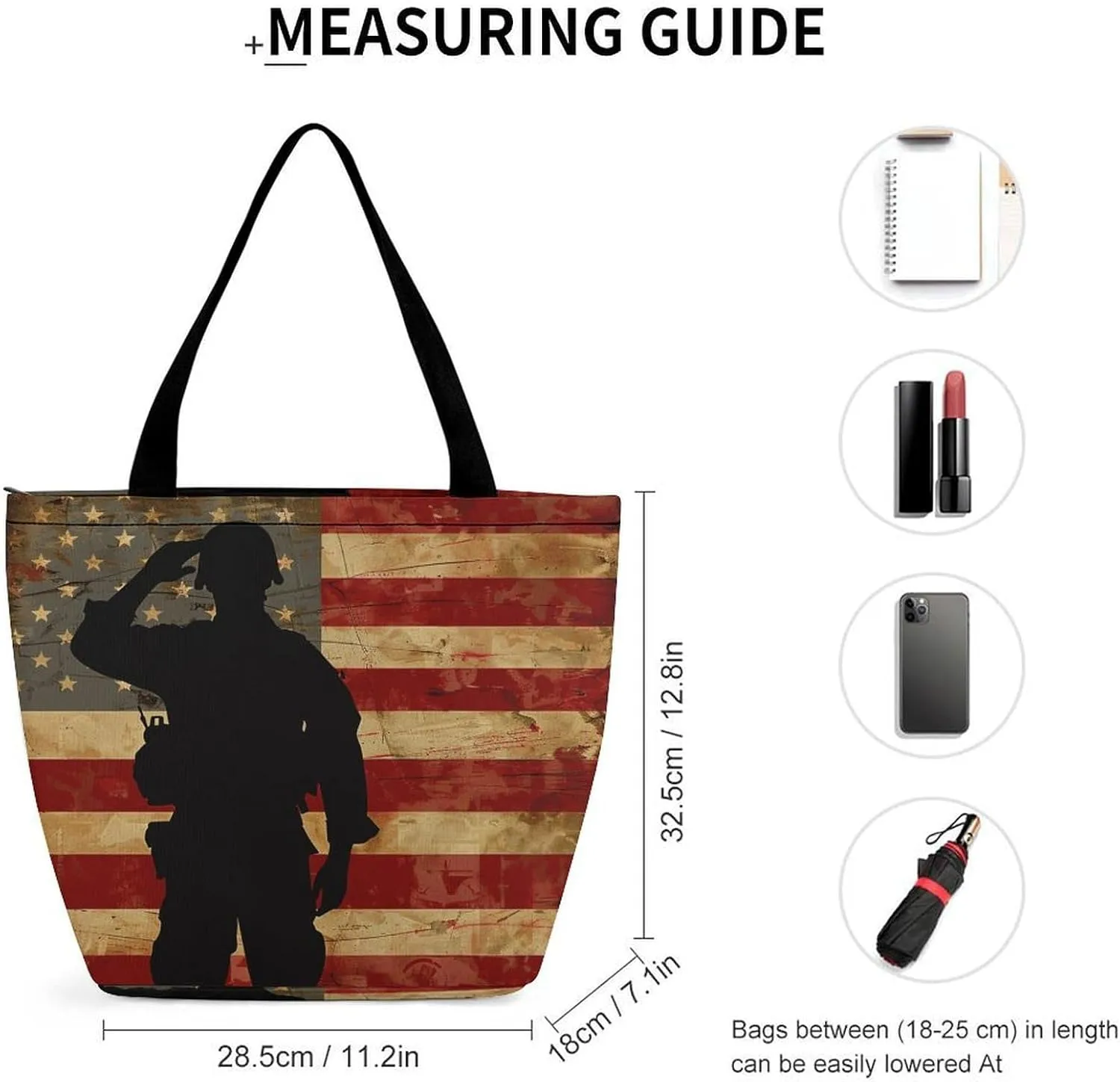 MoBlinko Patriotic Memorial Day Tote Bag for Women Reusable Handbags Shoulder Bags with Zipper for Yoga Grocery Gifts