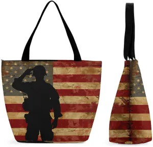 MoBlinko Patriotic Memorial Day Tote Bag for Women Reusable Handbags Shoulder Bags with Zipper for Yoga Grocery Gifts
