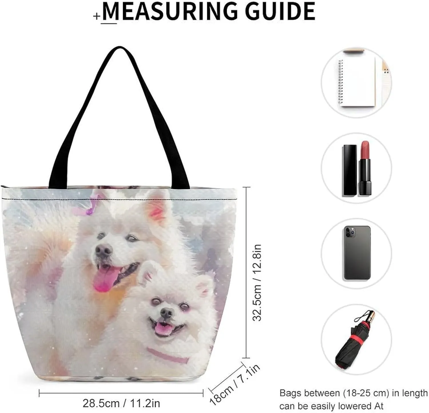 MoBlinko Smile Dog Women Tote Bags Yoga Reusable Grocery Bagsshoulder Bag Handbag with Zipper